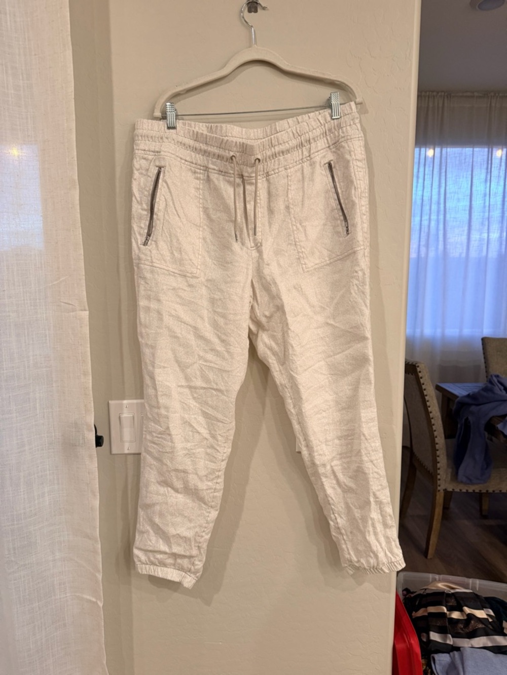 Womens Athleta Cream Drawstring Jogger Pants